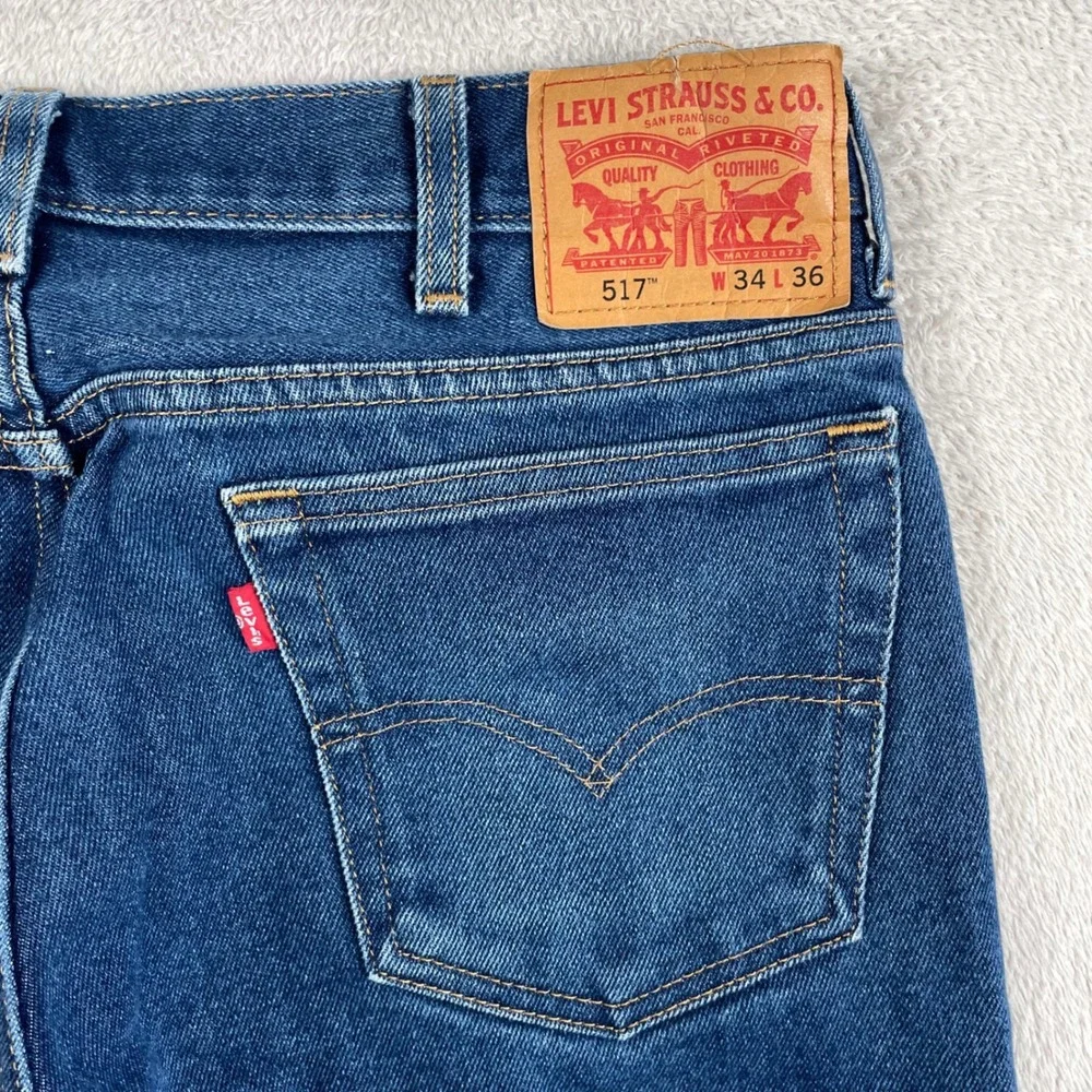 Levi's 517 Bootcut Jeans Mens 34x34 Blue Medium Wash Western Cowboy Rodeo